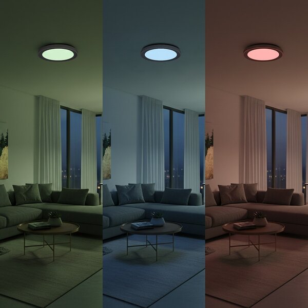 Stropné LED svietidlo Melo, 1x LED 36w, 3000-6000k, b, RGB, (fi 39 cm), s ovládačom