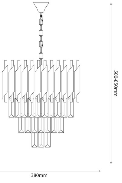 Luster Cristal, 1x krištáľové/chrómové/čierne kovové tienidlo, (fi 38cm), ch