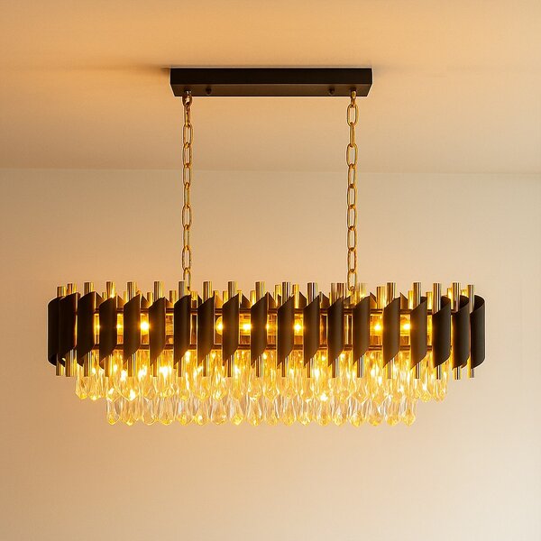 Luster Cristal, 1x krištáľové/zlaté/čierne kovové tienidlo, g