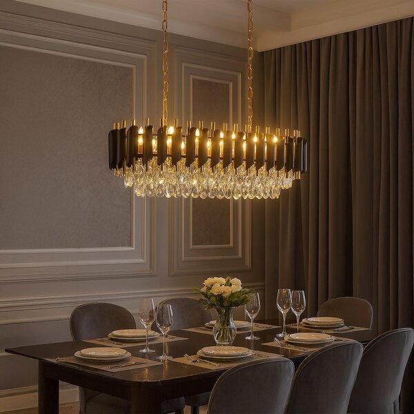 Luster Cristal, 1x krištáľové/zlaté/čierne kovové tienidlo, g