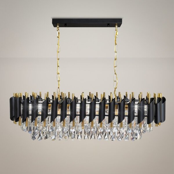 Luster Cristal, 1x krištáľové/zlaté/čierne kovové tienidlo, g