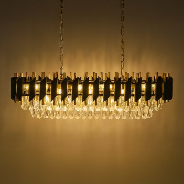 Luster Cristal, 1x krištáľové/zlaté/čierne kovové tienidlo, g