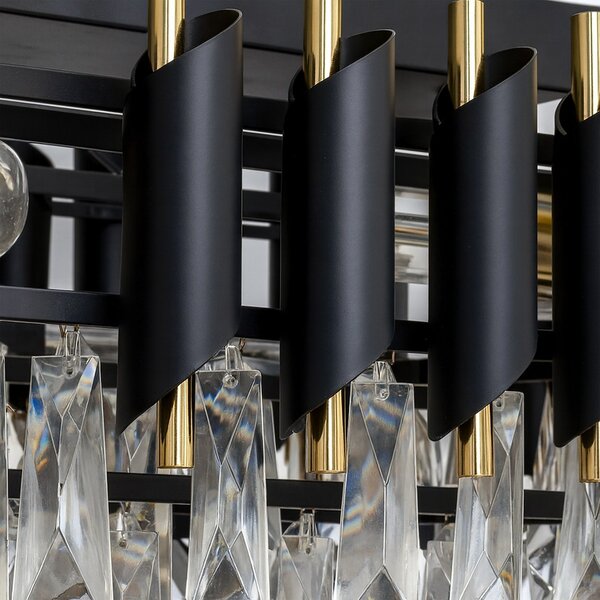 Luster Cristal, 1x krištáľové/zlaté/čierne kovové tienidlo, g