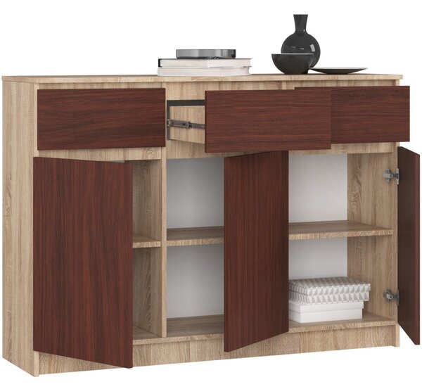 Komoda so šuplíkmi a dvierkami SAVRILA - dub sonoma / wenge
