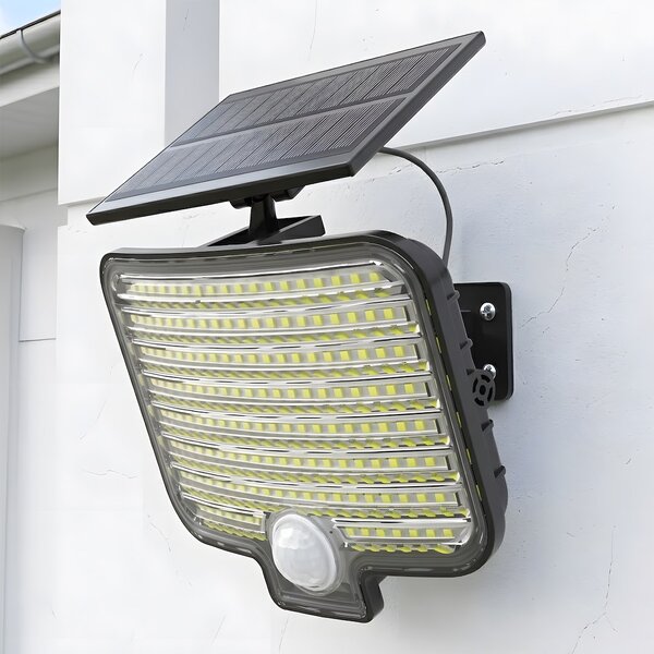 Exteriérové solárne nástenné LED svietidlo Alex, 1x LED 5,5w, čierna, pohybový senzor