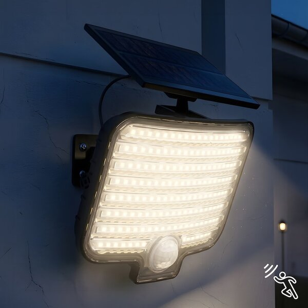 Exteriérové solárne nástenné LED svietidlo Alex, 1x LED 5,5w, čierna, pohybový senzor