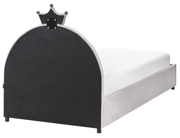 Posteľ sivá zamatová 90 x 200 cm čalúnený rám postele s čelom úložný priestor detská izba moderný tradičný štýl