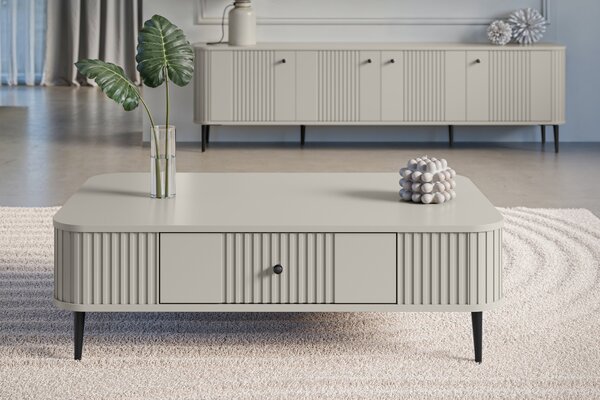 Kávový stolík Vesper 103x60 cm so zásuvkou - kasmír / čierne nohy