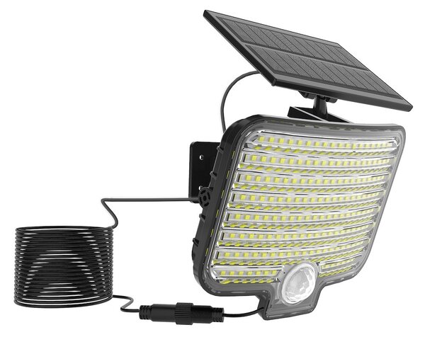 Exteriérové solárne nástenné LED svietidlo Alex, 1x LED 5,5w, čierna, pohybový senzor