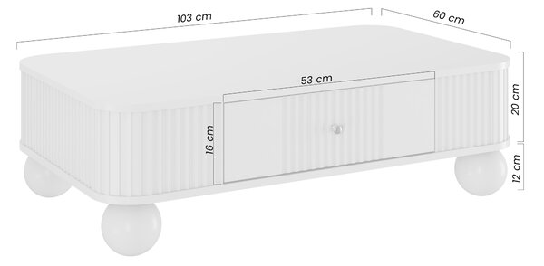 Čierny konferenčný stolík Vesper 103x60 cm so zásuvkou - čierne úchyty / guľové nohy