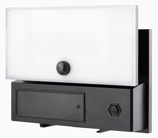 Exteriérové solárne nástenné LED svietidlo Fuji, 1x LED 8w, čierna, pohybový senzor