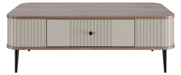 Kávový stolík so zásuvkou Vesper 103x60 cm - kašmír / orech / čierne nohy