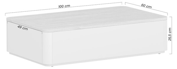 Konferenčný stolík Amilio 100 cm so zásuvkami - kašmírová / olejovaný dub