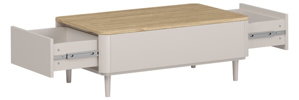 Konferenčný stolík Amilio 100 cm so zásuvkami - kašmírová / olejovaný dub