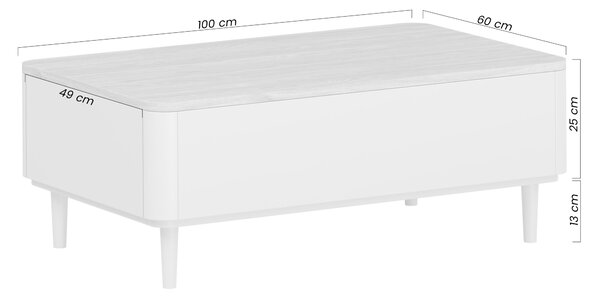 Konferenčný stolík Amilio 100 cm so zásuvkami - kašmírová / olejovaný dub