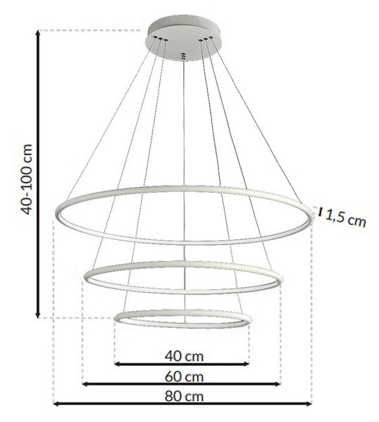 Závesné LED svietidlo Orion, 3x LED 99w, 3000k, w