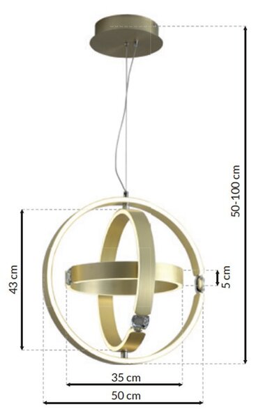Závesné LED svietidlo Sirius, 3x LED 80w, 4000k, g