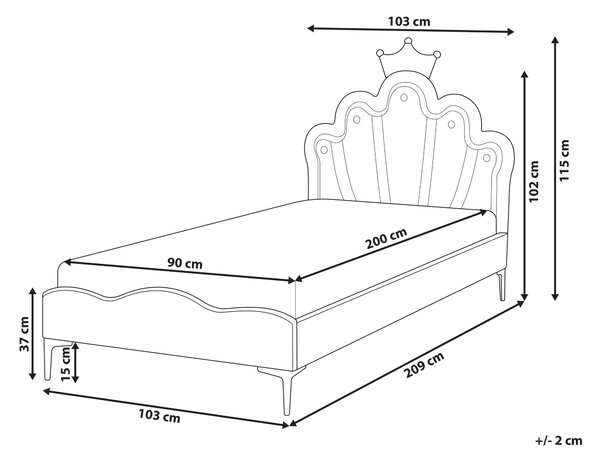 Posteľ fialová zamatové čalúnenie 90 x 200 cm s čelom a LED osvetlením moderný tradičný štýl detská izba