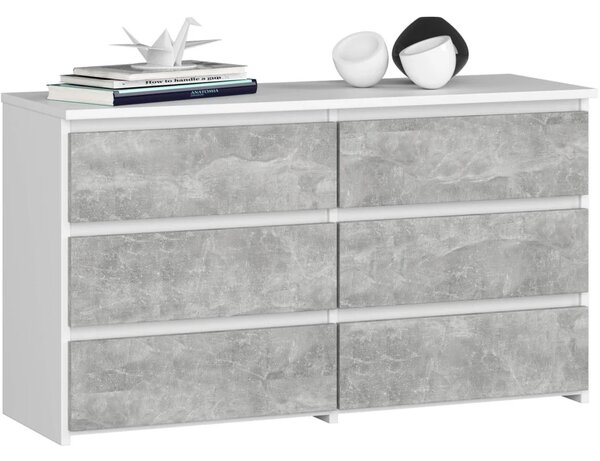 Úzka komoda so šuplíkmi VALESTRA - biela / betón