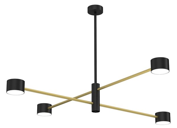 Stropné svietidlo Cross, 4x čierne kovové tienidlo, b/g, x