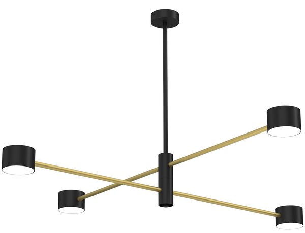 Stropné svietidlo Cross, 4x čierne kovové tienidlo, b/g, x