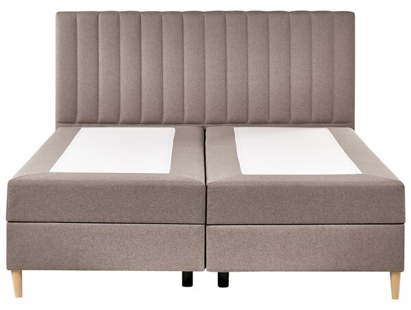 Kontinentálna posteľ s úložným priestorom sivobéžová látkové čalúnenie 180 x 200 cm moderný štýl spálňa