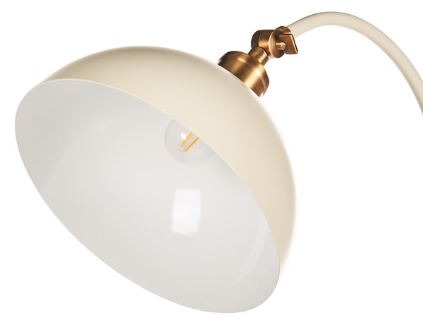 Stojaca lampa béžová kovová nastaviteľné tienidlo a rameno s vypínačom moderný industriálny štýl obývačka kancelária