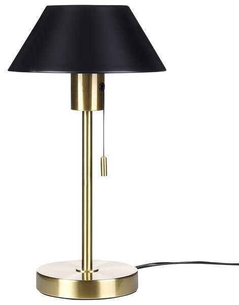 Stolná lampa čierna a zlatá kovová zo železa kužeľovité tienidlo so spínačom osvetlenie do kancelárie moderné