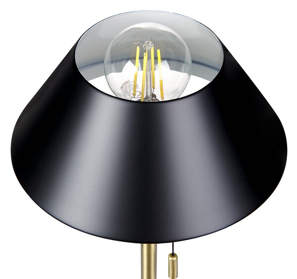Stolná lampa čierna a zlatá kovová zo železa kužeľovité tienidlo so spínačom osvetlenie do kancelárie moderné