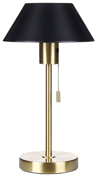Stolná lampa čierna a zlatá kovová zo železa kužeľovité tienidlo so spínačom osvetlenie do kancelárie moderné