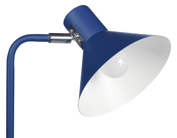 Stojaca lampa modrá kovová 154 cm nastaviteľné kužeľovité tienidlo moderný industriálny štýl spálňa obývacia izba kancelária