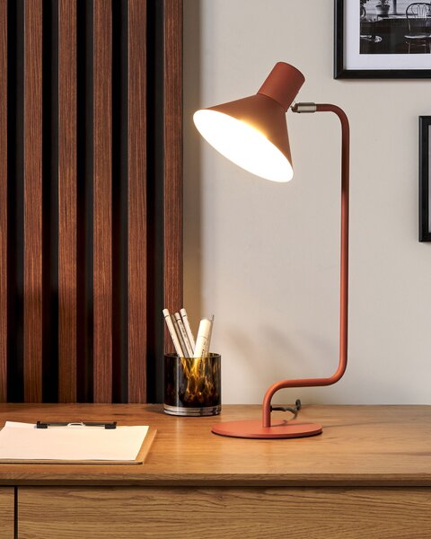 Stolná lampa oranžová kovová 51 cm kužeľovité tienidlo nočná lampa moderný industriálny štýl spálňa obývacia izba kancelária