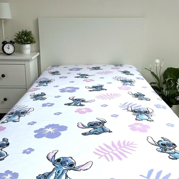 Napínacia bavlnená detská plachta na jednolôžko 90x200 cm Lilo and Stitch – Jerry Fabrics