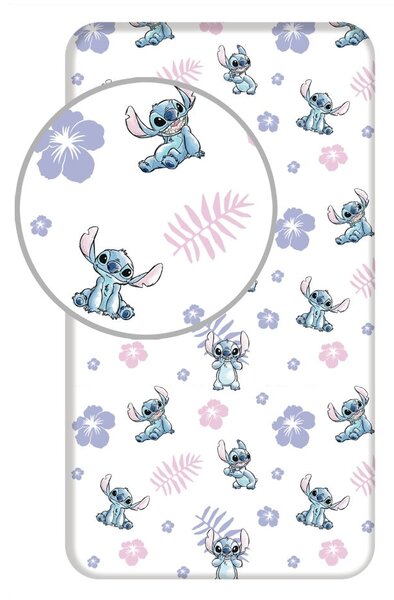 Napínacia bavlnená detská plachta na jednolôžko 90x200 cm Lilo and Stitch – Jerry Fabrics