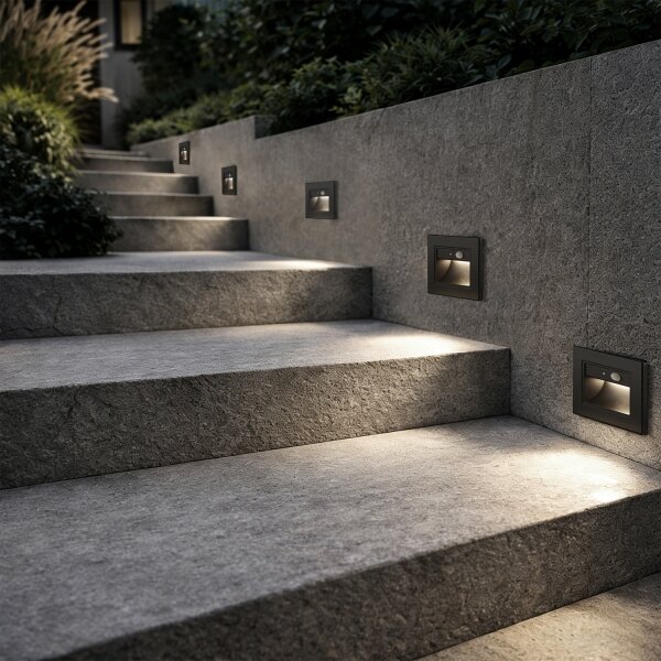 Brilagi - LED schodiskové svietidlo so senzorom STEP LIGHT LED/1,5W/230V IP44 čierna