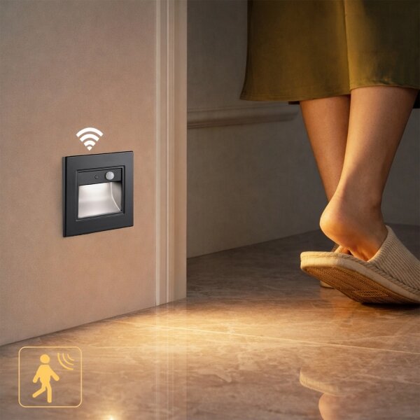 Brilagi - LED schodiskové svietidlo so senzorom STEP LIGHT LED/1,5W/230V IP44 čierna