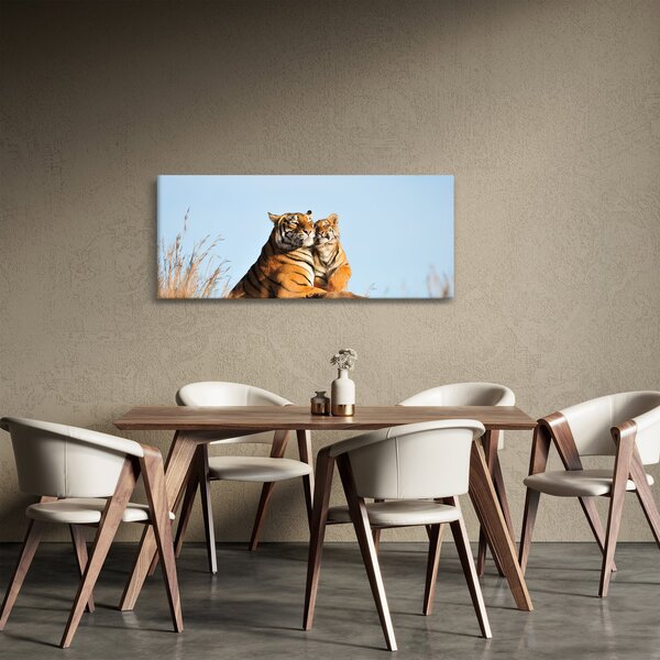 Obraz - Tigrice a jej mláďa (120x50 cm)