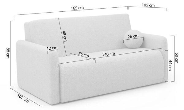 Rozkladacia pohovka Nido 140 cm s úložným priestorom - svetlobéžové buklé Quelle 03