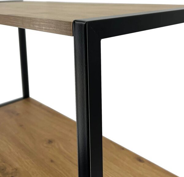 Kovový policový regál 60 cm DERIVAL - čierny / dub artisan