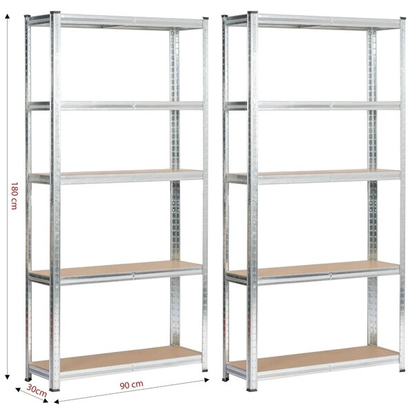 Set kovových regálov do domácnosti 90 cm QARIAN - strieborný