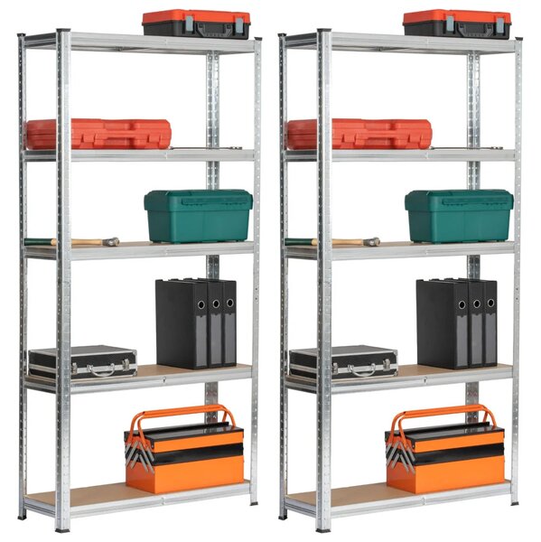 Set kovových regálov do domácnosti 90 cm QARIAN - strieborný