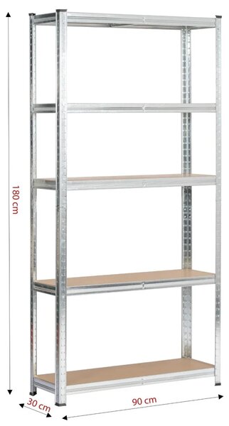 Regál do domácnosti 90 cm QARIAN - strieborný