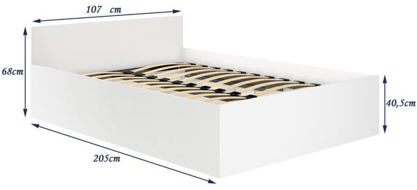 Jednolôžková posteľ 100x200 OMERYA s úložným priestorom - biela
