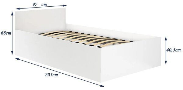 Jednolôžková posteľ 90x200 OMERYA s úložným priestorom - biela
