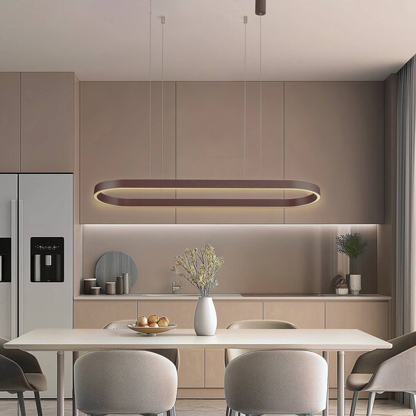 Lucande Smart LED závesné svietidlo Melinay, káva, Tuya, Hnedá / hrdzavá, Obývacia izba / jedáleň, Hliník, Moderný, Závesné svietidlo