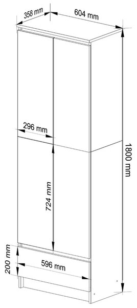 Dvojdverová skriňa so šuplíkom 60 cm VALESTRA - biela / biela lesklá