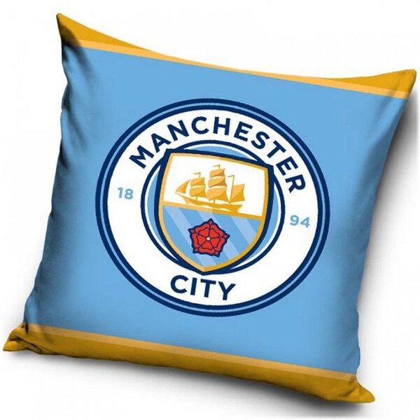 Velúrový vankúš Manchester City FC - motív Logo - 40 x 40 cm