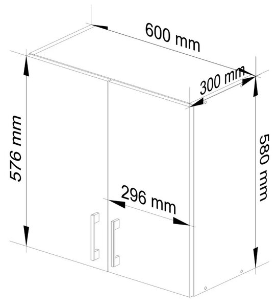Horná kuchynská skrinka TRIVORA - šírka 60 cm, biela / dub sonoma
