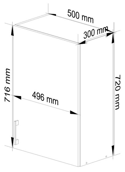 Horná jednodverová skrinka TRIVORA - šírka 50 cm, biela / dub sonoma