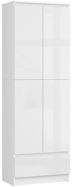 Dvojdverová skriňa so šuplíkom 60 cm VALESTRA - biela / biela lesklá